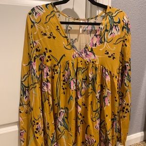 Free People Yellow Bella Printed Tunic
